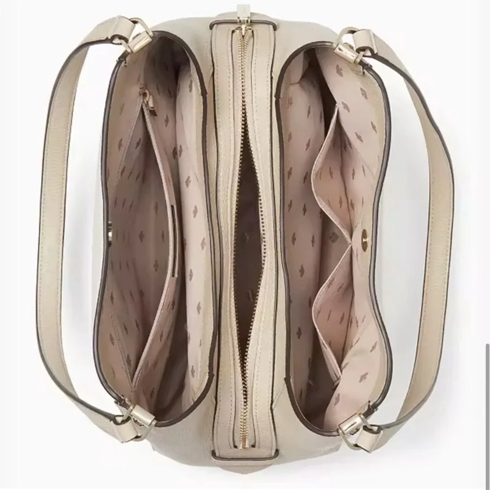 NWT Kate Spade Leila Medium Triple Compartment Shoulder Bag, Warm Sand and Beige - Picture 5 of 8